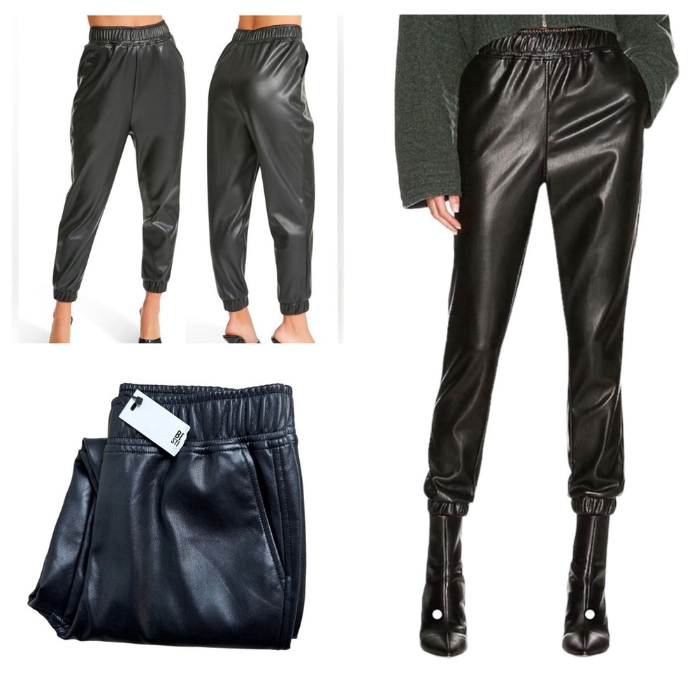 BB Dakota by Steve Madden Black Faux Leather Jogger Pants Women’s Small. NWOT.